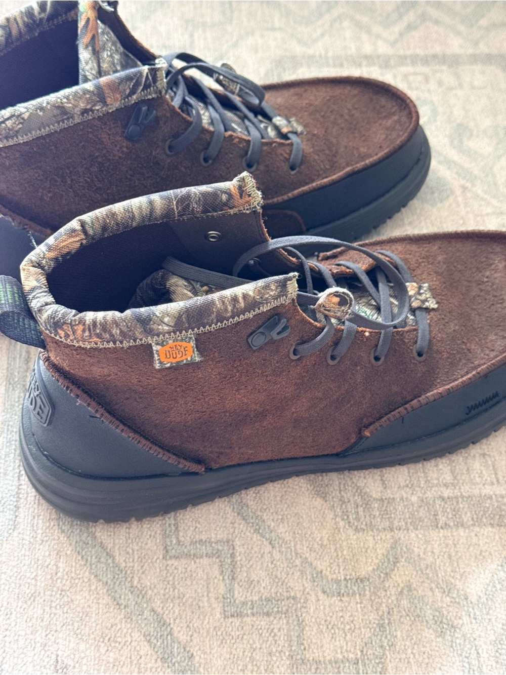 Hey Dude Bradley Realtree Edge Suede Boots Men's Size 14 Mole Brown Camo Chukka